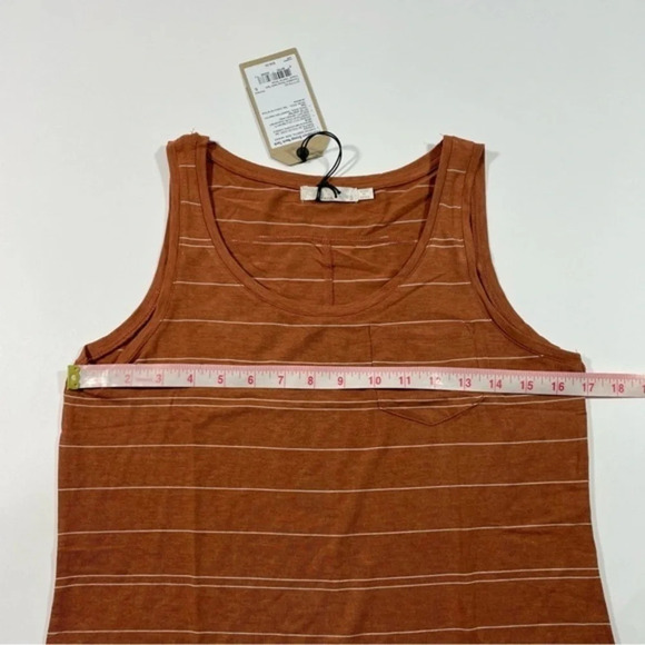 New Prana Foundation Scoop Neck Tank Top Copper Stripe - Picture 6 of 7